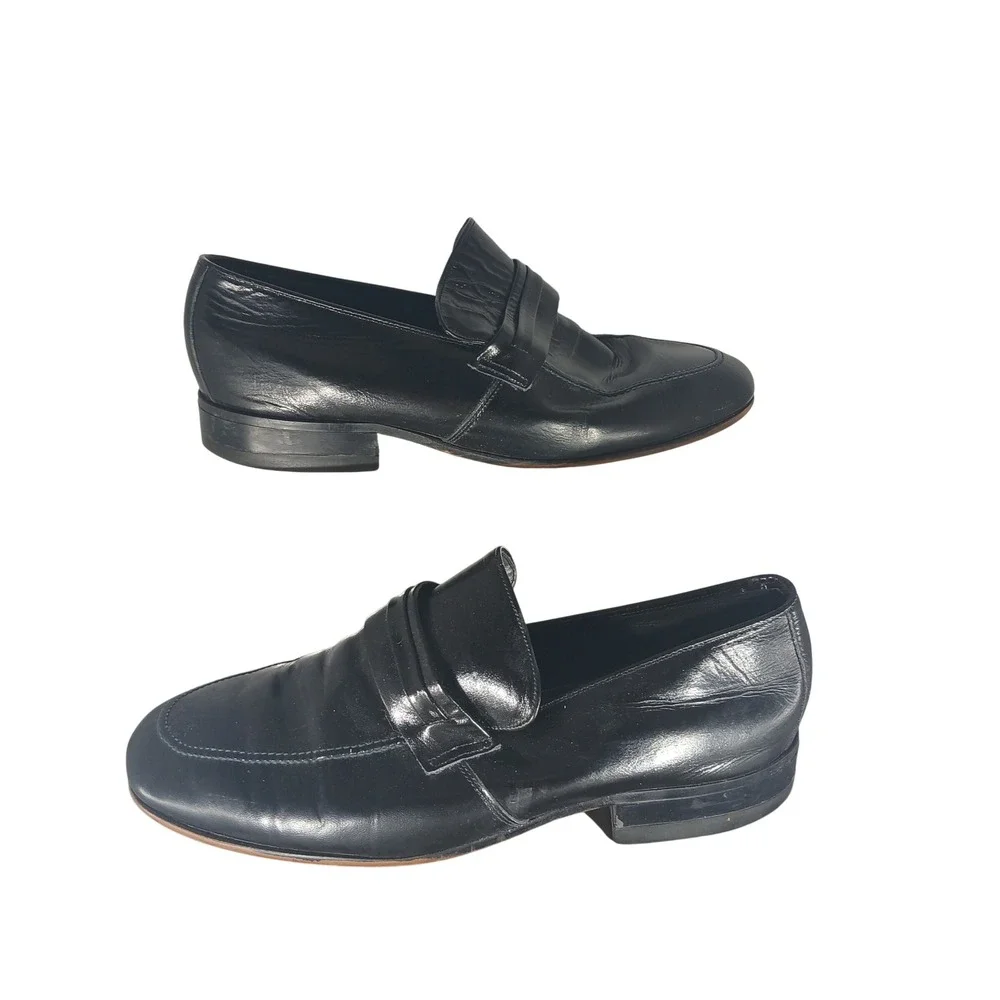 Mason Shoes Mens Black Leather Penny Loafers Made in USA Size 10 TJ18865 854M67